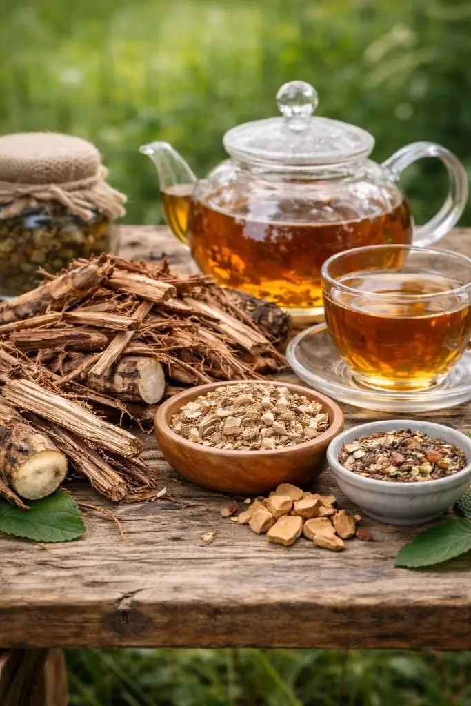 Schors van rode iep (Ulmus rubra) – traditioneel kruid dat wordt gebruikt in kruidenthee en kruidenmengsels.